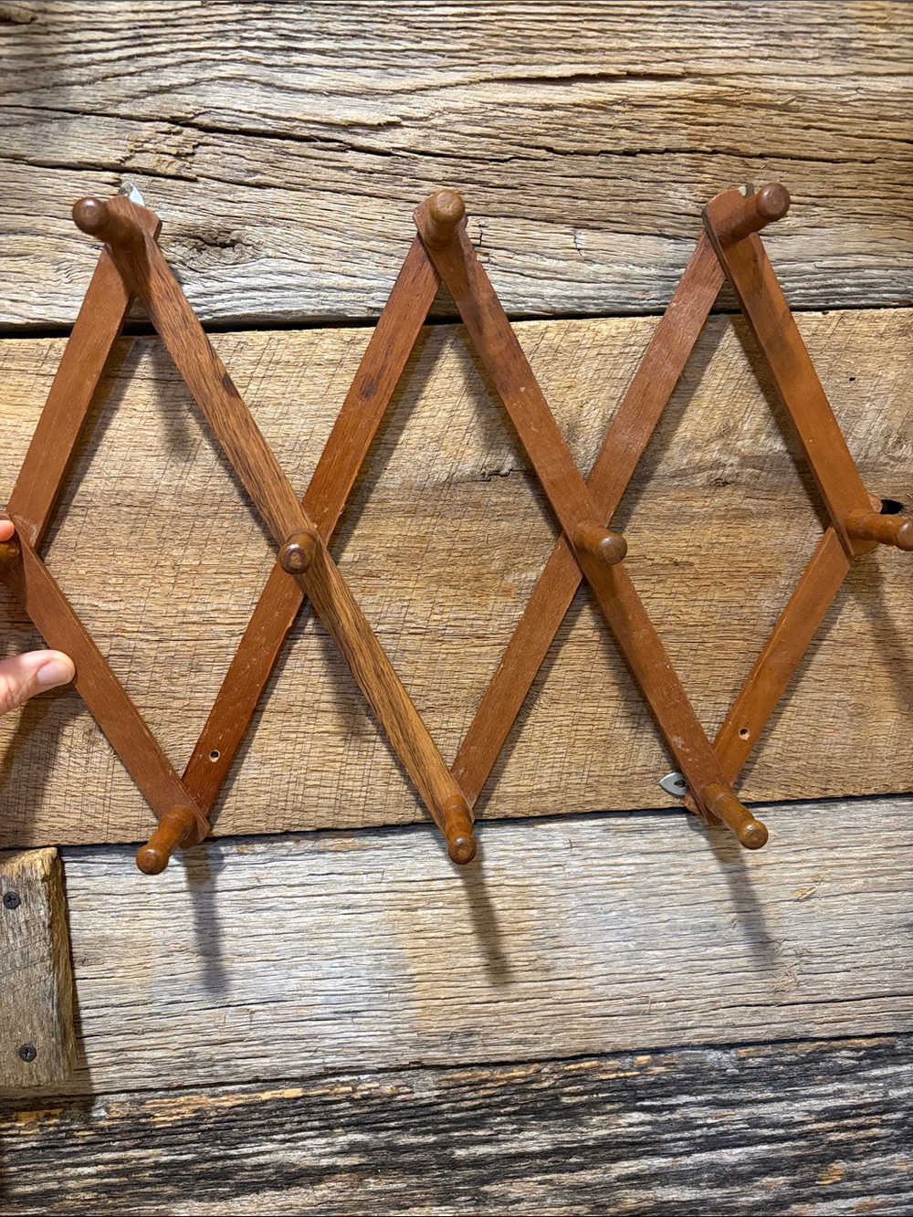Vintage Wood Expandable Accordion 10 Peg Collapsible Rack Hanger